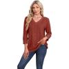 image:imageWIHOLL V Neck 34 Length Sleeve Womens Tops Casual Fall Shirts Lightweight Tunic Sweaters Fashion Clothes 2026Caramel