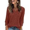 image:imageWIHOLL V Neck 34 Length Sleeve Womens Tops Casual Fall Shirts Lightweight Tunic Sweaters Fashion Clothes 2026Caramel