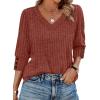 image:imageWIHOLL V Neck 34 Length Sleeve Womens Tops Casual Fall Shirts Lightweight Tunic Sweaters Fashion Clothes 2026Caramel