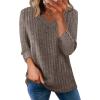 image:imageWIHOLL V Neck 34 Length Sleeve Womens Tops Casual Fall Shirts Lightweight Tunic Sweaters Fashion Clothes 2026Coffee
