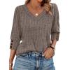 image:imageWIHOLL V Neck 34 Length Sleeve Womens Tops Casual Fall Shirts Lightweight Tunic Sweaters Fashion Clothes 2026Coffee