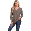 image:imageWIHOLL V Neck 34 Length Sleeve Womens Tops Casual Fall Shirts Lightweight Tunic Sweaters Fashion Clothes 2026Coffee