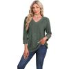 image:imageWIHOLL V Neck 34 Length Sleeve Womens Tops Casual Fall Shirts Lightweight Tunic Sweaters Fashion Clothes 2026Green