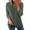 image:imageWIHOLL V Neck 34 Length Sleeve Womens Tops Casual Fall Shirts Lightweight Tunic Sweaters Fashion Clothes 2026Green
