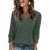 image:imageWIHOLL V Neck 34 Length Sleeve Womens Tops Casual Fall Shirts Lightweight Tunic Sweaters Fashion Clothes 2026Green