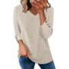 image:imageWIHOLL V Neck 34 Length Sleeve Womens Tops Casual Fall Shirts Lightweight Tunic Sweaters Fashion Clothes 2026Khaki