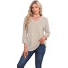 image:imageWIHOLL V Neck 34 Length Sleeve Womens Tops Casual Fall Shirts Lightweight Tunic Sweaters Fashion Clothes 2026Khaki