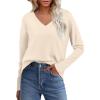 image:imageWIHOLL Women Long Sleeve T Shirts Casual V Neck Tunic Tops Fall Fashion 2024 Basic Outfits Trendy ShirtsApricot