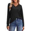 image:imageWIHOLL Women Long Sleeve T Shirts Casual V Neck Tunic Tops Fall Fashion 2024 Basic Outfits Trendy ShirtsBlack
