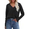 image:imageWIHOLL Women Long Sleeve T Shirts Casual V Neck Tunic Tops Fall Fashion 2024 Basic Outfits Trendy ShirtsBlack