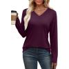 image:imageWIHOLL Women Long Sleeve T Shirts Casual V Neck Tunic Tops Fall Fashion 2024 Basic Outfits Trendy ShirtsDeep Purple