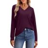 image:imageWIHOLL Women Long Sleeve T Shirts Casual V Neck Tunic Tops Fall Fashion 2024 Basic Outfits Trendy ShirtsDeep Purple