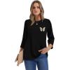 image:imageWIHOLL Womens 34 Length Sleeve Tops Crewneck Graphic Tees Casual Tunic Tops to Wear with Leggings Fashion Clothing Outfits0butterfly Print