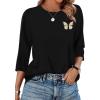 image:imageWIHOLL Womens 34 Length Sleeve Tops Crewneck Graphic Tees Casual Tunic Tops to Wear with Leggings Fashion Clothing Outfits0butterfly Print