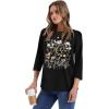 image:imageWIHOLL Womens 34 Length Sleeve Tops Crewneck Graphic Tees Casual Tunic Tops to Wear with Leggings Fashion Clothing Outfits0flower Print 1