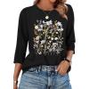 image:imageWIHOLL Womens 34 Length Sleeve Tops Crewneck Graphic Tees Casual Tunic Tops to Wear with Leggings Fashion Clothing Outfits0flower Print 1