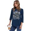 image:imageWIHOLL Womens 34 Length Sleeve Tops Crewneck Graphic Tees Casual Tunic Tops to Wear with Leggings Fashion Clothing Outfits0flower Print 2