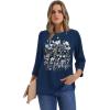 image:imageWIHOLL Womens 34 Length Sleeve Tops Crewneck Graphic Tees Casual Tunic Tops to Wear with Leggings Fashion Clothing Outfits0flower Print 2