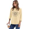 image:imageWIHOLL Womens 34 Length Sleeve Tops Crewneck Graphic Tees Casual Tunic Tops to Wear with Leggings Fashion Clothing Outfits0sunflower 1