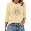 image:imageWIHOLL Womens 34 Length Sleeve Tops Crewneck Graphic Tees Casual Tunic Tops to Wear with Leggings Fashion Clothing Outfits0sunflower 1