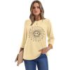 image:imageWIHOLL Womens 34 Length Sleeve Tops Crewneck Graphic Tees Casual Tunic Tops to Wear with Leggings Fashion Clothing Outfits0sunflower 1