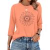 image:imageWIHOLL Womens 34 Length Sleeve Tops Crewneck Graphic Tees Casual Tunic Tops to Wear with Leggings Fashion Clothing Outfits0sunflower 2
