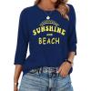image:imageWIHOLL Womens 34 Length Sleeve Tops Crewneck Graphic Tees Casual Tunic Tops to Wear with Leggings Fashion Clothing Outfits1letter Print