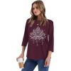 image:imageWIHOLL Womens 34 Length Sleeve Tops Crewneck Graphic Tees Casual Tunic Tops to Wear with Leggings Fashion Clothing Outfits1lotus Print