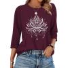 image:imageWIHOLL Womens 34 Length Sleeve Tops Crewneck Graphic Tees Casual Tunic Tops to Wear with Leggings Fashion Clothing Outfits1lotus Print