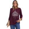 image:imageWIHOLL Womens 34 Length Sleeve Tops Crewneck Graphic Tees Casual Tunic Tops to Wear with Leggings Fashion Clothing Outfits1lotus Print