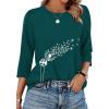 image:imageWIHOLL Womens 34 Length Sleeve Tops Crewneck Graphic Tees Casual Tunic Tops to Wear with Leggings Fashion Clothing Outfits2dandelion Print 1