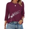 image:imageWIHOLL Womens 34 Length Sleeve Tops Crewneck Graphic Tees Casual Tunic Tops to Wear with Leggings Fashion Clothing Outfits2dandelion Print 2
