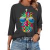 image:imageWIHOLL Womens 34 Length Sleeve Tops Crewneck Graphic Tees Casual Tunic Tops to Wear with Leggings Fashion Clothing Outfits2fruit Print