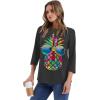 image:imageWIHOLL Womens 34 Length Sleeve Tops Crewneck Graphic Tees Casual Tunic Tops to Wear with Leggings Fashion Clothing Outfits2fruit Print