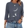 image:imageWIHOLL Womens 34 Length Sleeve Tops Crewneck Graphic Tees Casual Tunic Tops to Wear with Leggings Fashion Clothing Outfits2starlit Print
