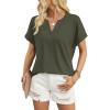 image:imageWIHOLL Womens Blouses Spring Tops Short Sleeve Shirts Dressy Casual Summer Vacation Fashion Clothing 2026Army Green