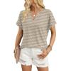 image:imageWIHOLL Womens Blouses Spring Tops Short Sleeve Shirts Dressy Casual Summer Vacation Fashion Clothing 2026Beige Labyrinth