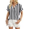 image:imageWIHOLL Womens Blouses Spring Tops Short Sleeve Shirts Dressy Casual Summer Vacation Fashion Clothing 2026Black White Stripe