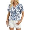 image:imageWIHOLL Womens Blouses Spring Tops Short Sleeve Shirts Dressy Casual Summer Vacation Fashion Clothing 2026Blue Floral Print