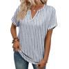 image:imageWIHOLL Womens Blouses Spring Tops Short Sleeve Shirts Dressy Casual Summer Vacation Fashion Clothing 2026Blue Stripe
