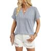 image:imageWIHOLL Womens Blouses Spring Tops Short Sleeve Shirts Dressy Casual Summer Vacation Fashion Clothing 2026Blue Stripe