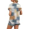 image:imageWIHOLL Womens Blouses Spring Tops Short Sleeve Shirts Dressy Casual Summer Vacation Fashion Clothing 2026Blue and Orange Plaid
