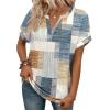 image:imageWIHOLL Womens Blouses Spring Tops Short Sleeve Shirts Dressy Casual Summer Vacation Fashion Clothing 2026Blue and Orange Plaid