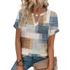image:imageWIHOLL Womens Blouses Spring Tops Short Sleeve Shirts Dressy Casual Summer Vacation Fashion Clothing 2026Blue and Orange Plaid