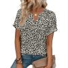 image:imageWIHOLL Womens Blouses Spring Tops Short Sleeve Shirts Dressy Casual Summer Vacation Fashion Clothing 2026Brown Black Leopard Print