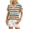 image:imageWIHOLL Womens Blouses Spring Tops Short Sleeve Shirts Dressy Casual Summer Vacation Fashion Clothing 2026Color Stripe