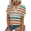 image:imageWIHOLL Womens Blouses Spring Tops Short Sleeve Shirts Dressy Casual Summer Vacation Fashion Clothing 2026Color Stripe