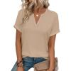 image:imageWIHOLL Womens Blouses Spring Tops Short Sleeve Shirts Dressy Casual Summer Vacation Fashion Clothing 2026Khaki
