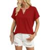 image:imageWIHOLL Womens Blouses Spring Tops Short Sleeve Shirts Dressy Casual Summer Vacation Fashion Clothing 2026Red