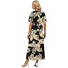 image:imageWIHOLL Womens Maxi Dresses V Neck Vacation Beach Sundresses Floral Travel Summer DressFloral Black Leaves